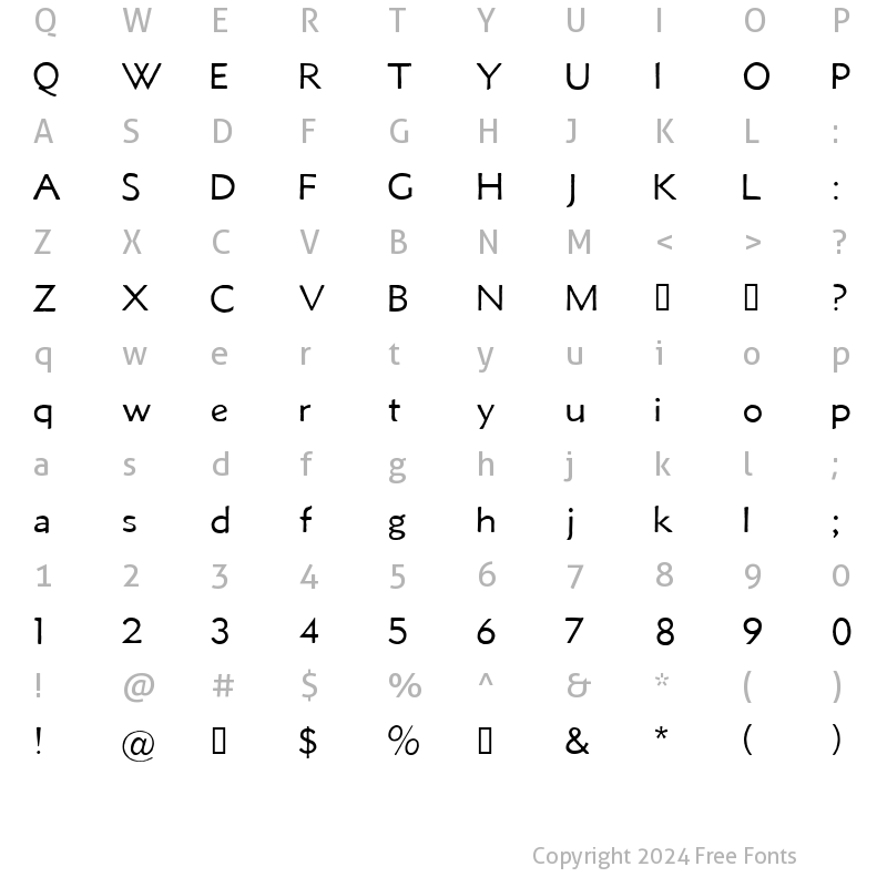 Character Map of Metro Lite Alt HPLHS