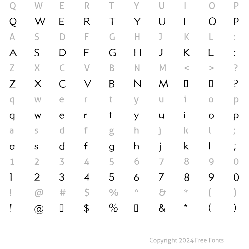 Character Map of Metro Lite HPLHS