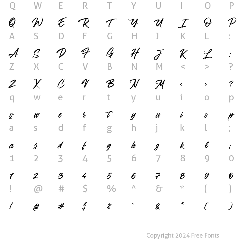 Character Map of Metroline Script Regular