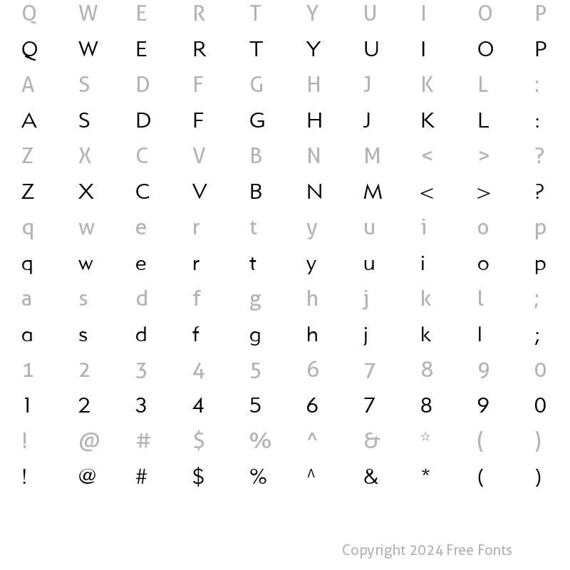 Character Map of MetroLite LT Two Regular