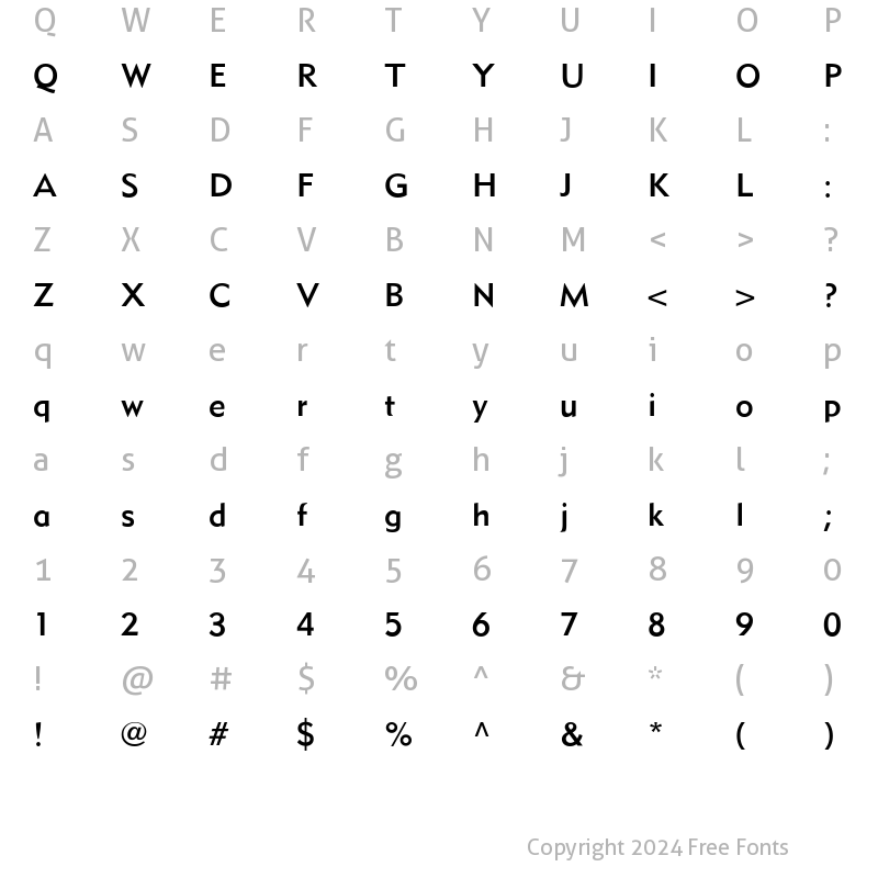 Character Map of MetroMedium LT Two Regular