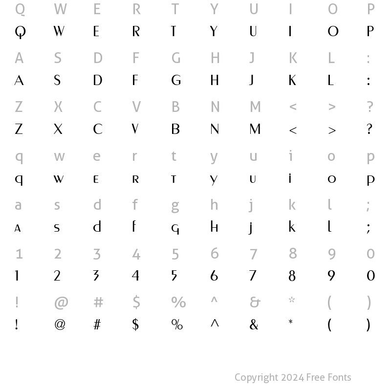 Character Map of Metropol 95 Regular