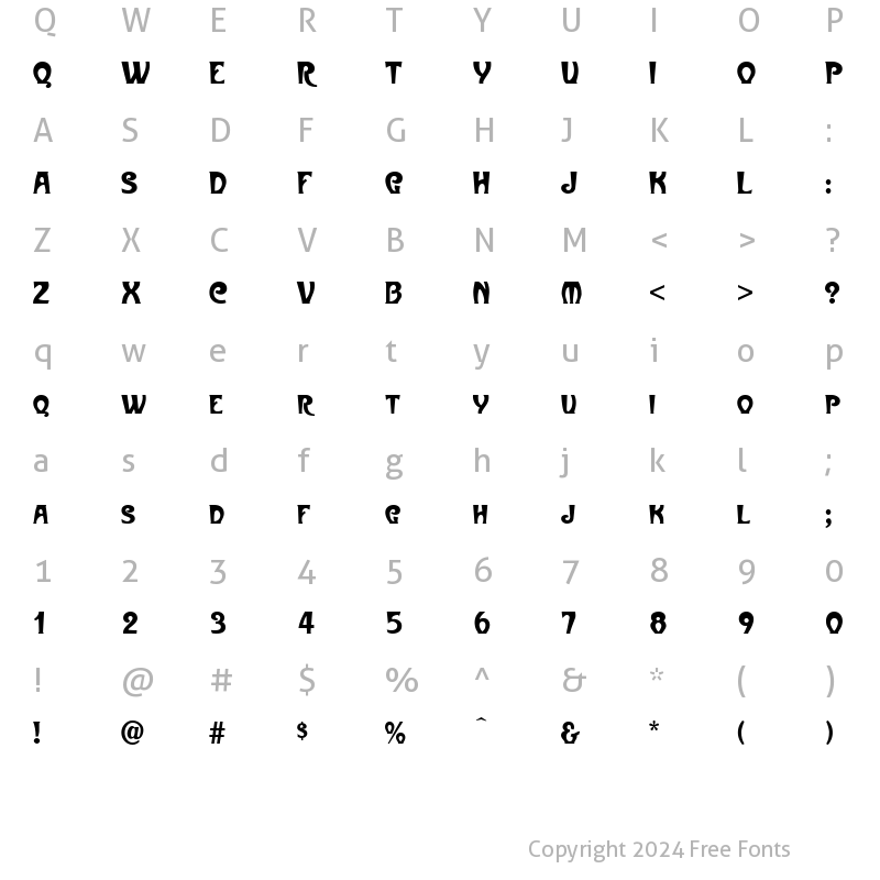 Character Map of Metropolitain VerDover Regular