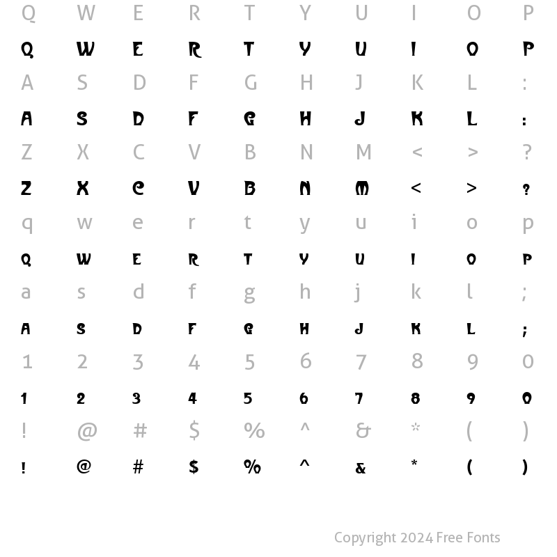 Character Map of Metropolitaine Becker Caps Regular