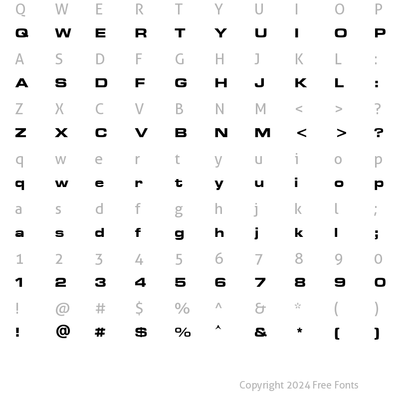 Character Map of Metrostyle Extended Bold