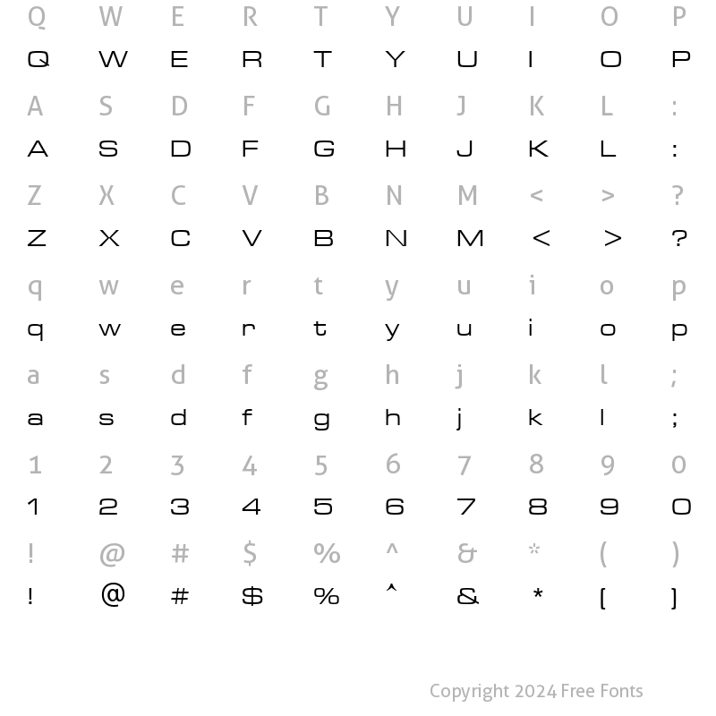 Character Map of Metrostyle Extended Regular