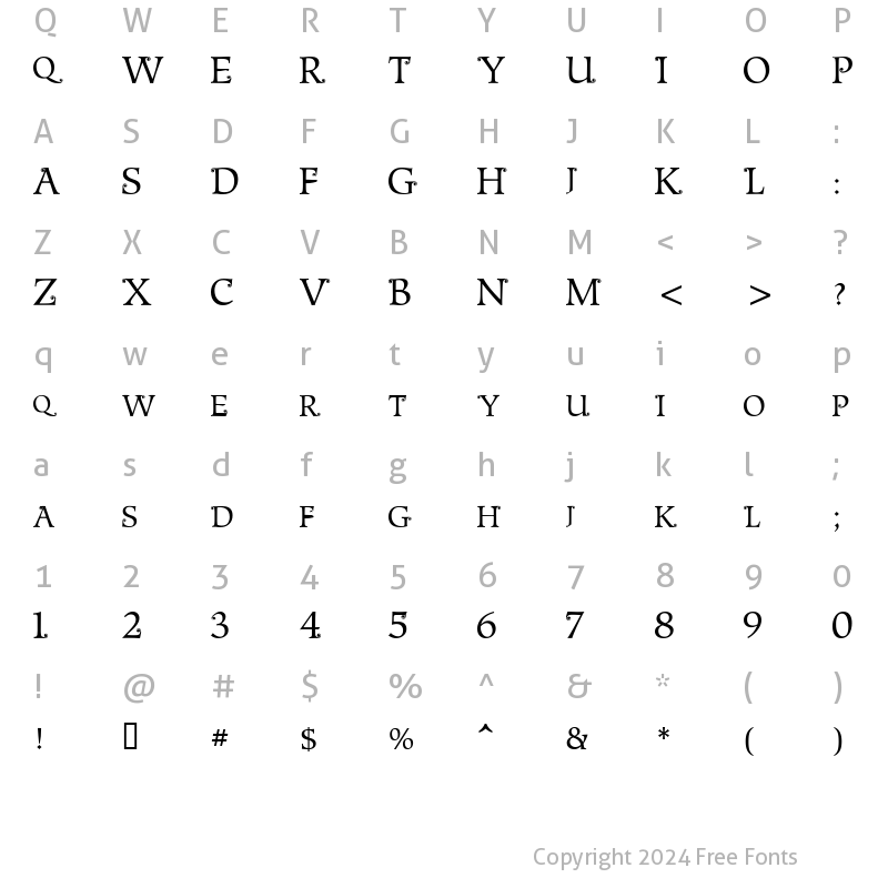 Character Map of Metshige Normal