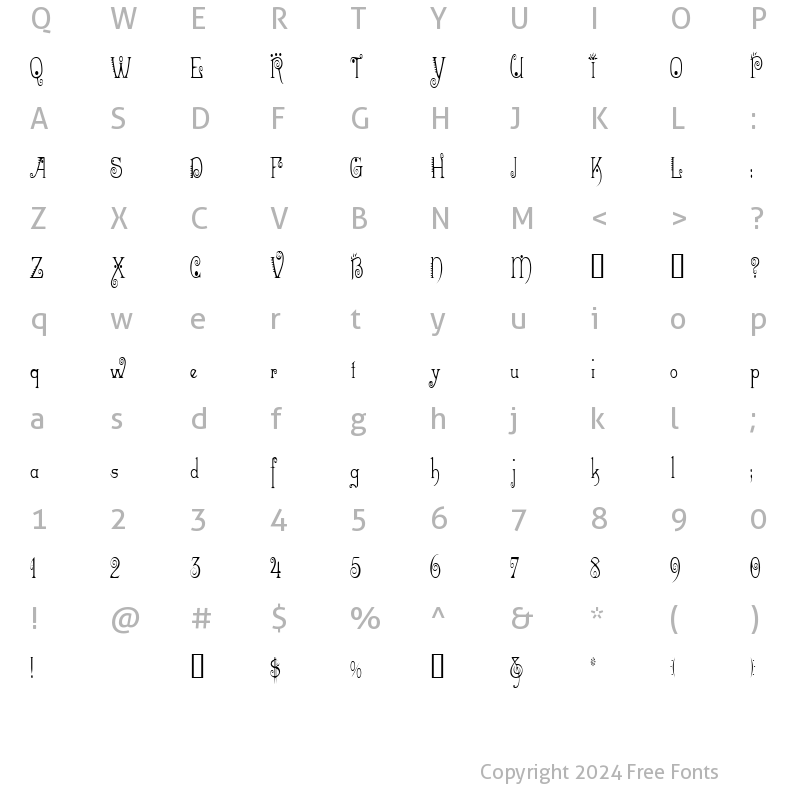 Character Map of MexacaliCondensed Regular