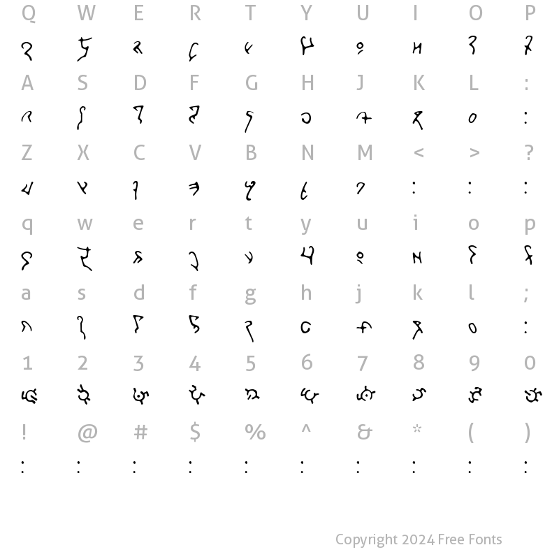 Character Map of Mexlar Regular