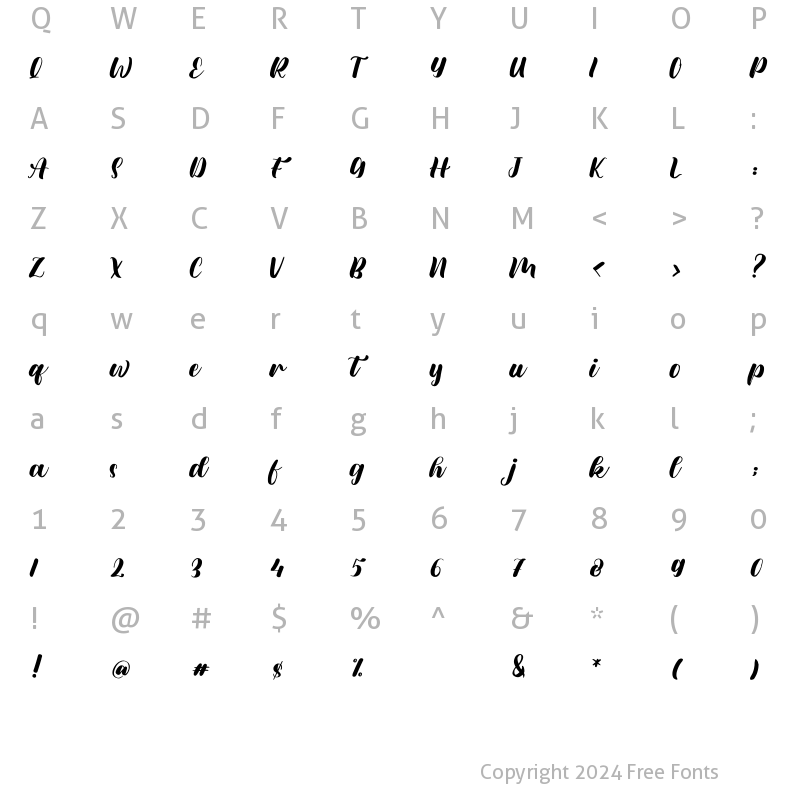 Character Map of Meylani Regular