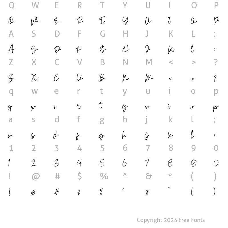 Character Map of Meylha Regular