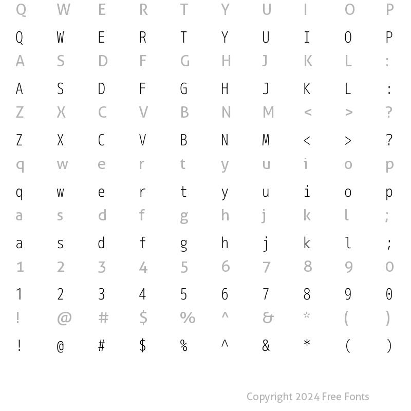 Character Map of Mgen+ 2m light