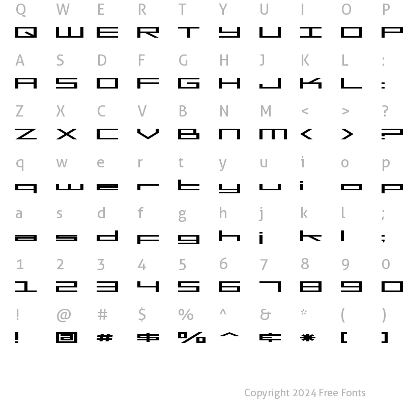 Character Map of MGS2 Menu Regular