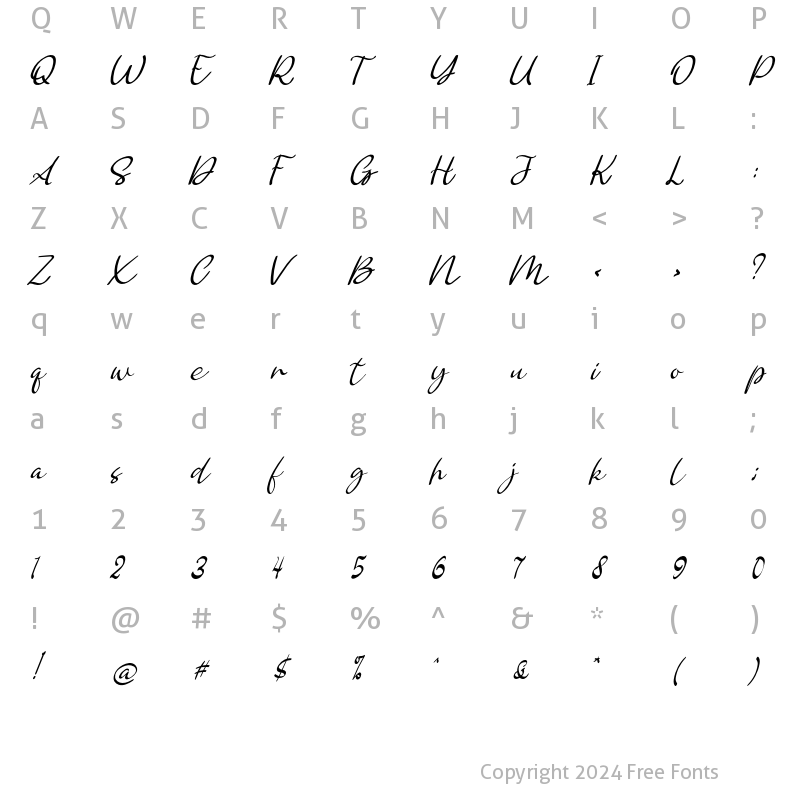 Character Map of Mhallica Regular