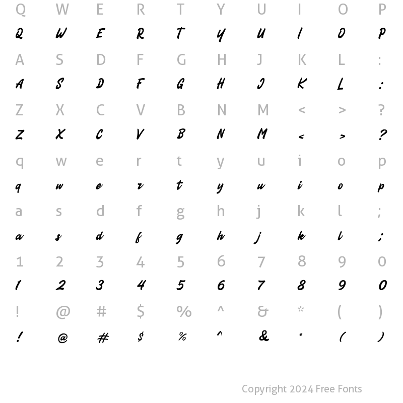 Character Map of Mhoko Regular