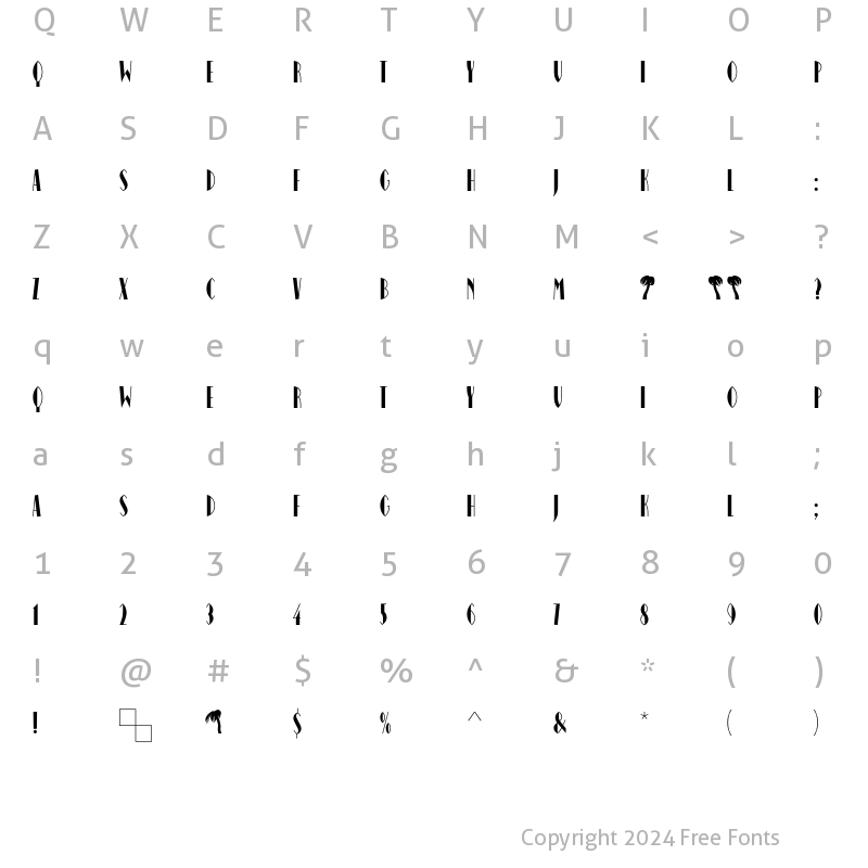 Character Map of MiamiEF Regular