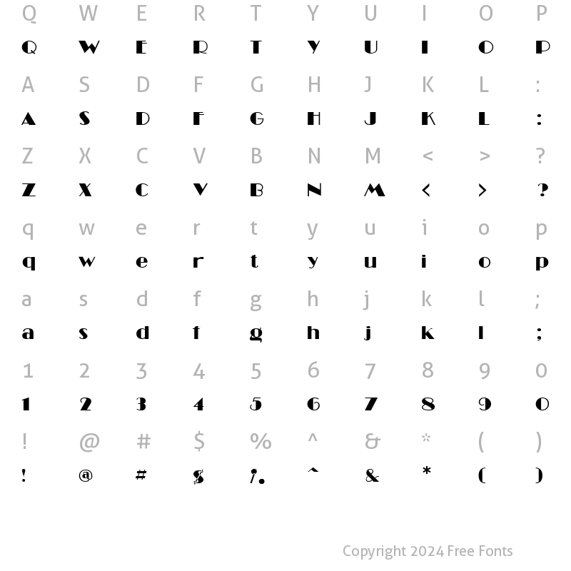 Character Map of MiamiNig Regular