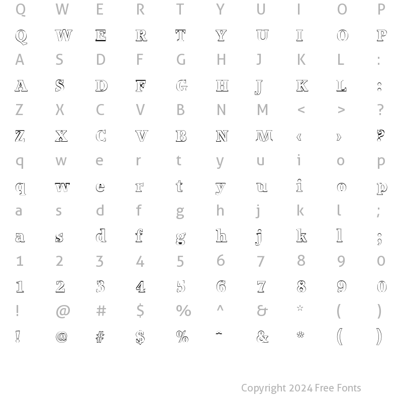 Character Map of MichaelBeckerOutline-ExtraBold Regular