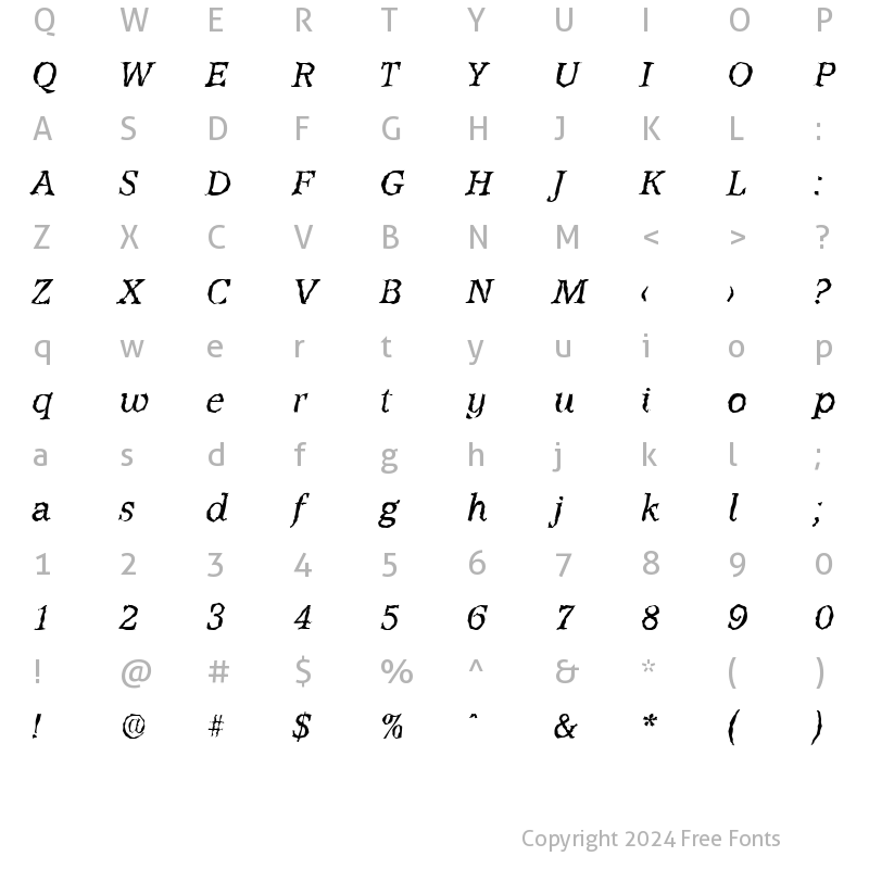 Character Map of MichaelBeckerRandom Italic