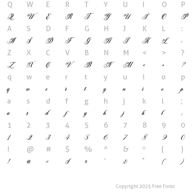Character Map of Michalina Regular