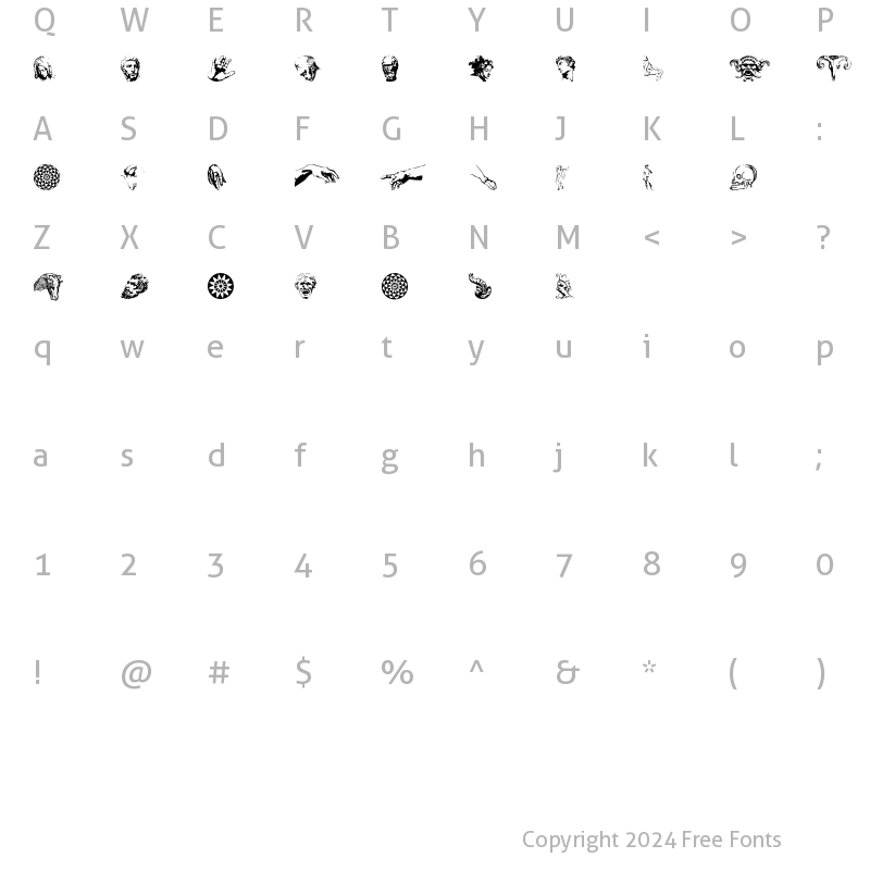 Character Map of Michelangelo Extras Regular