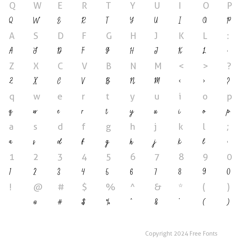 Character Map of micheline Regular