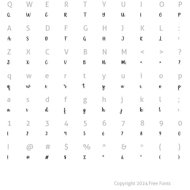 Character Map of Michella Garden Regular