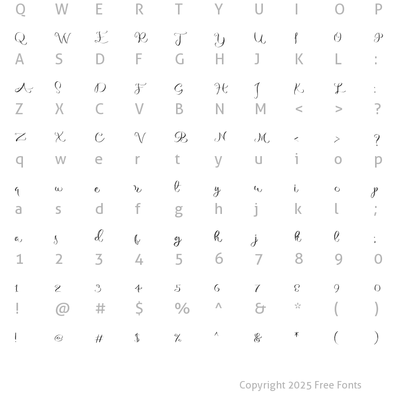 Character Map of Michelle Handlettering Medium