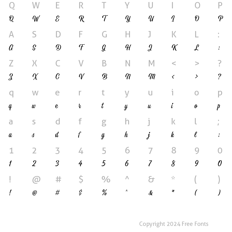 Character Map of Michigan Brush Regular