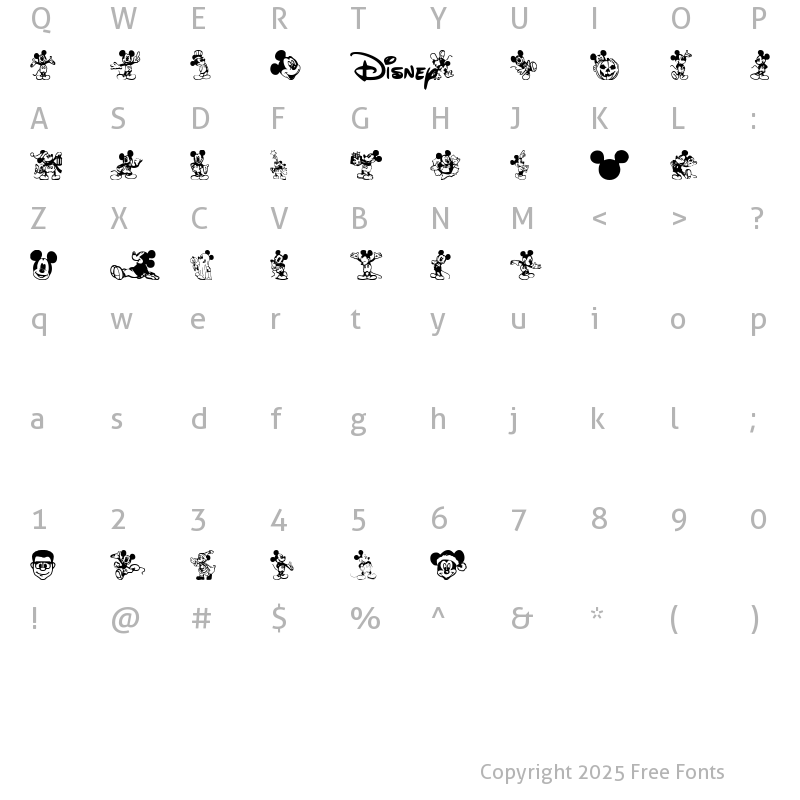 Character Map of Mickey Mousebats Regular