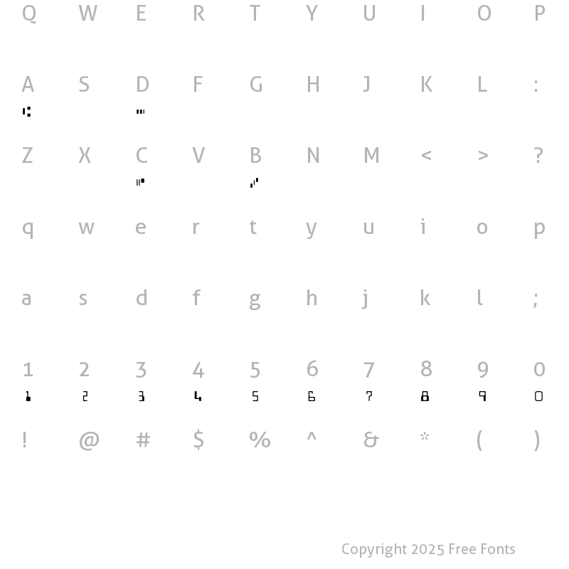 Character Map of MICR 010 Regular