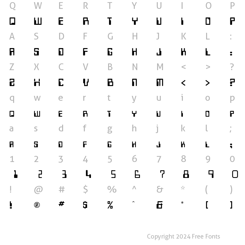 Character Map of Micr Font Regular