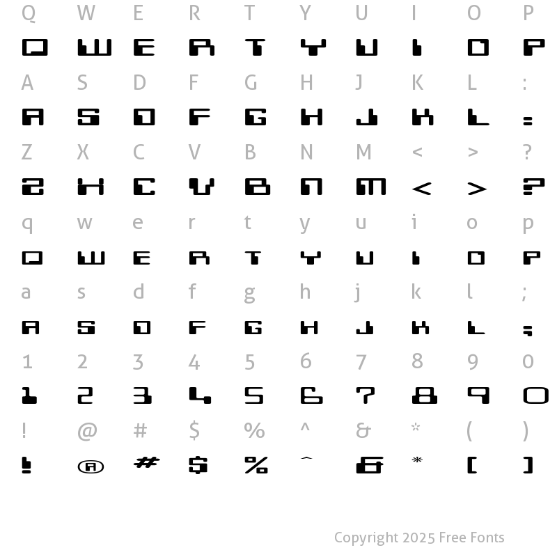 Character Map of MicrFontExt Regular