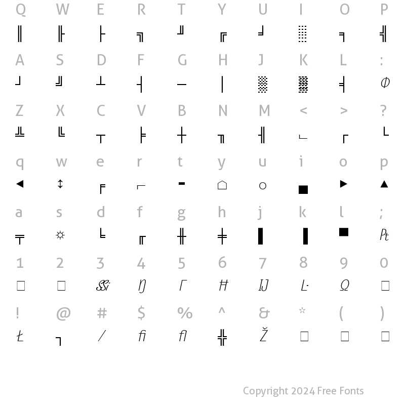 Character Map of Micro Pi Four SSi Normal