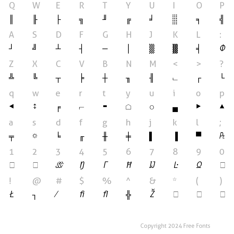 Character Map of Micro Pi Three SSi Normal