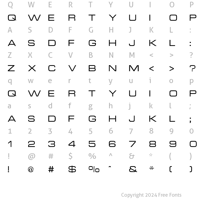 Character Map of Micro Technic Extended Regular