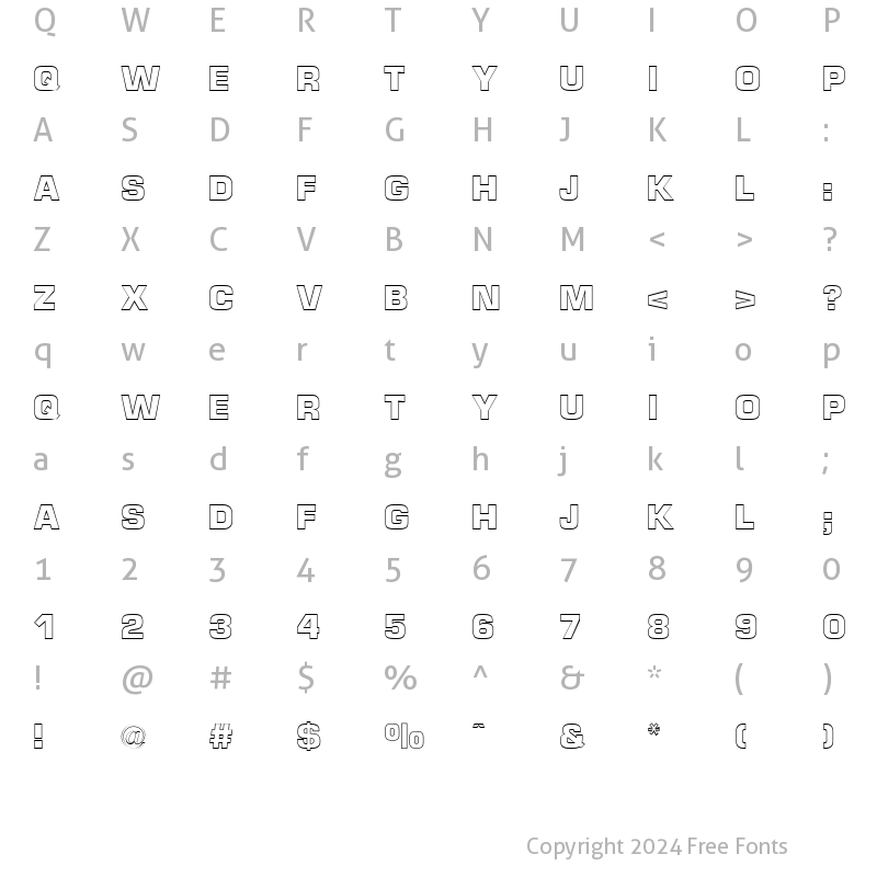 Character Map of Micro Technic Outline Bold