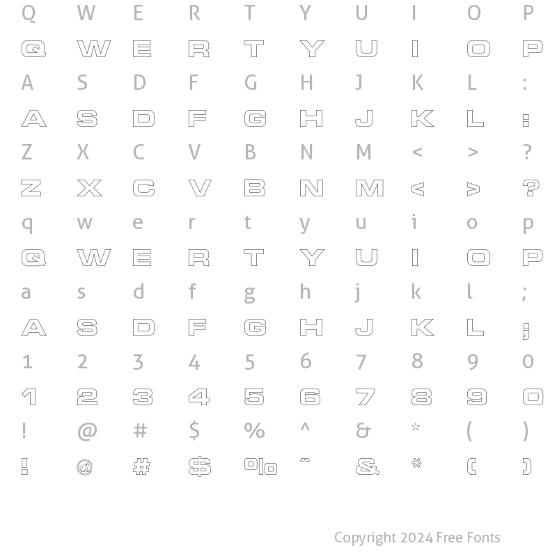 Character Map of Micro TechnicExtOutline Bold