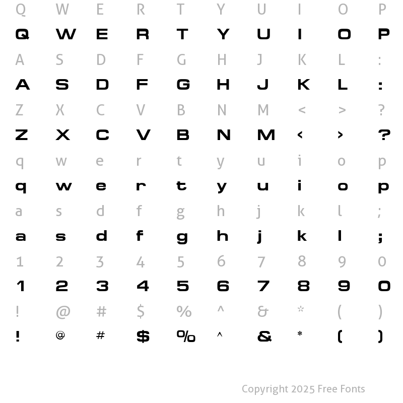 Character Map of MicroExtendFLF Regular