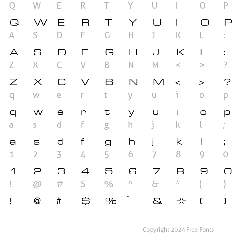 Character Map of Microgram DB Regular