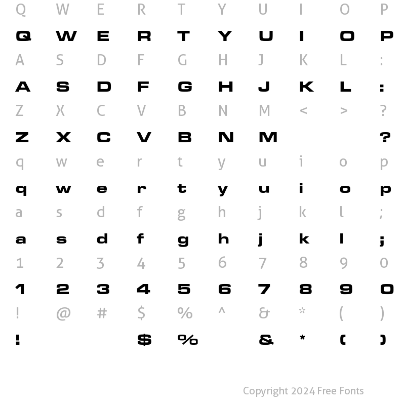 Character Map of MicrogrammaEF Extend Bold