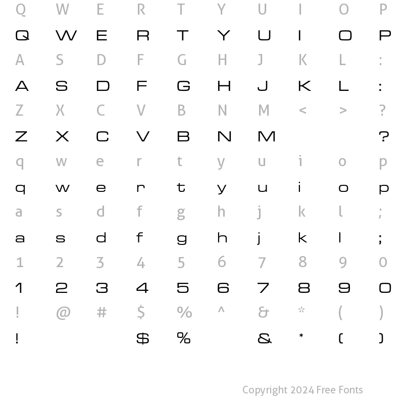 Character Map of MicrogrammaEF Extend Medium