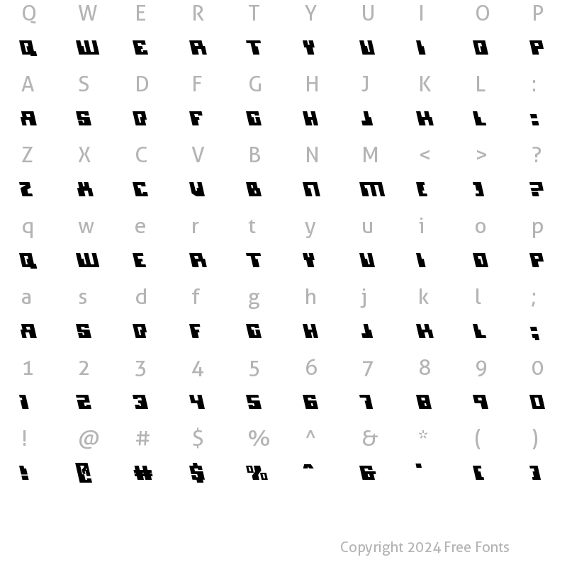 Character Map of Micronian Leftalic Italic