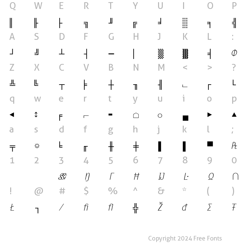 Character Map of MicroPiSSi Italic