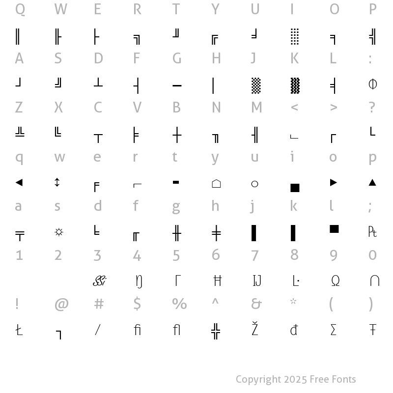 Character Map of MicroPiSSi Regular