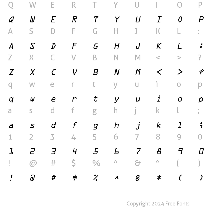 Character Map of MicroscanA Oblique