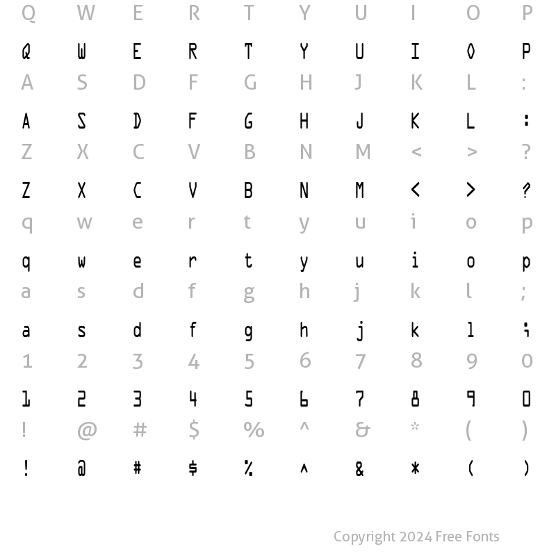 Character Map of MicroscanACondensed Regular