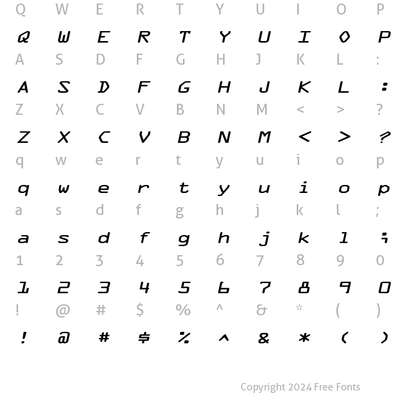 Character Map of MicroscanAExtended Oblique