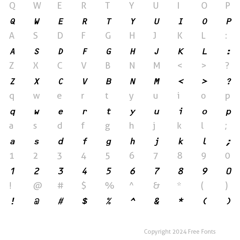 Character Map of MicroscanB BoldOblique