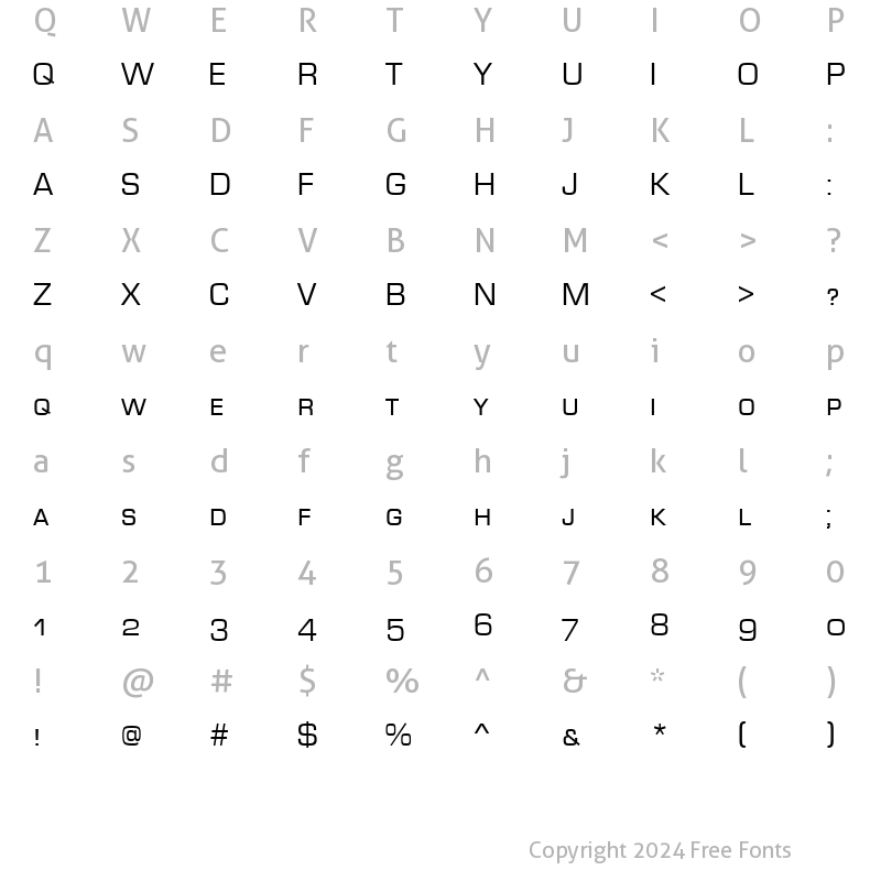 Character Map of MicroSquareSmc Regular